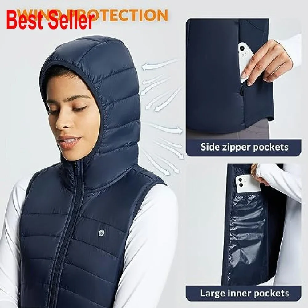 Slim Fit Puffer Vest Hooded Lightweight Fleece Sleeveless Jacket Chic Minimal